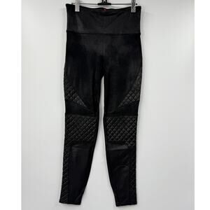Spanx Leggings Womens Medium Quilted Faux Leather Shiny Pull on‎ Moto Pants